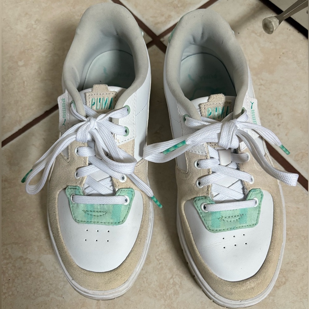 PUMA Women's Cali Dream Sneakers - White and Mist Green